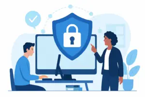 Consultant cybersécurité analysant la stratégie d'une entreprise en Martinique